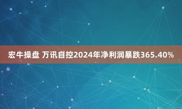 宏牛操盘 万讯自控2024年净利润暴跌365.40%