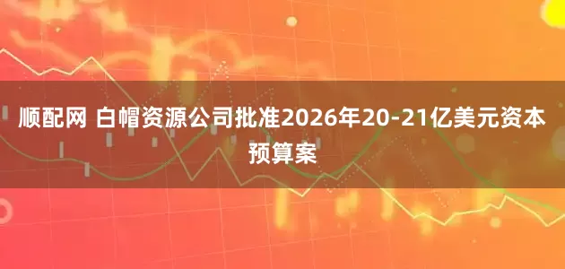 顺配网 白帽资源公司批准2026年20-21亿美元资本预算案